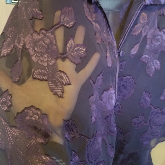 Sheer floral & satin sleep set, vintage - Picture 2 of 5